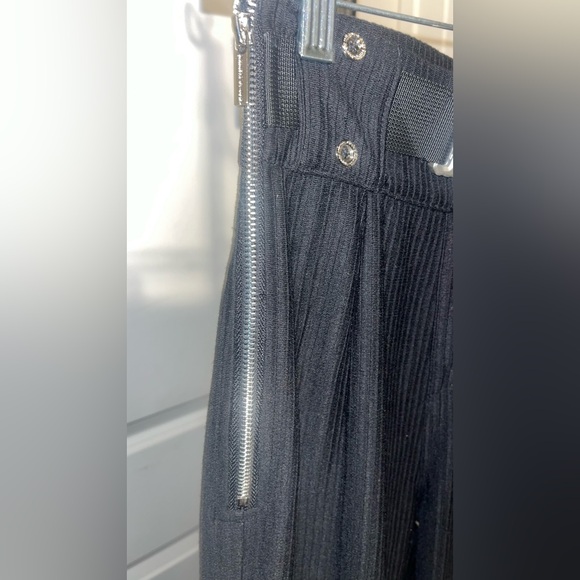 Manière De Voir Black Wide Leg Trousers With Steel Belt Size 4 - Picture 6 of 8